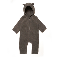 Huttelihut Mushi baby suit w/ears cotton fleece - Brown